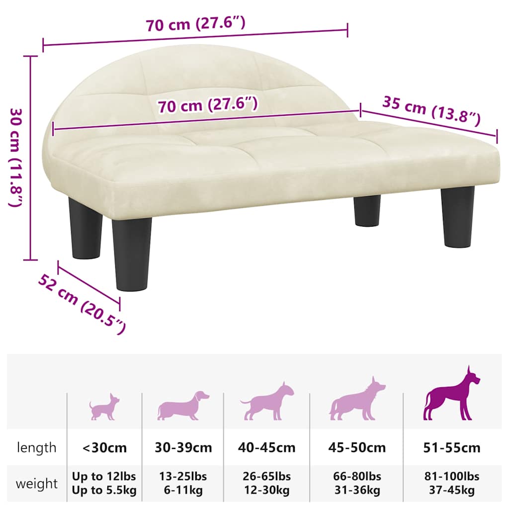 Lettino per Cani Crema 70x52x30 cm in Velluto
