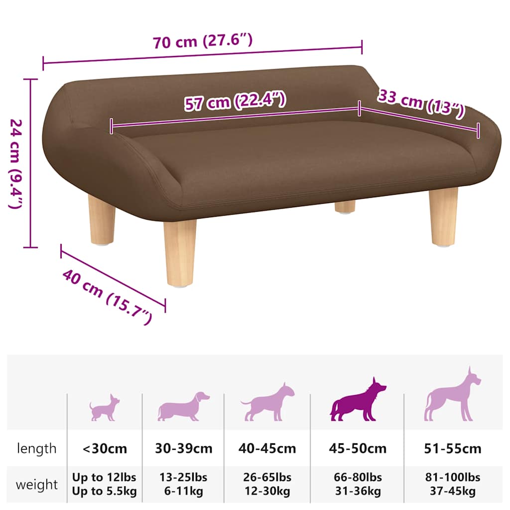 Lettino per Cani Marrone 70x40x24 cm in Tessuto