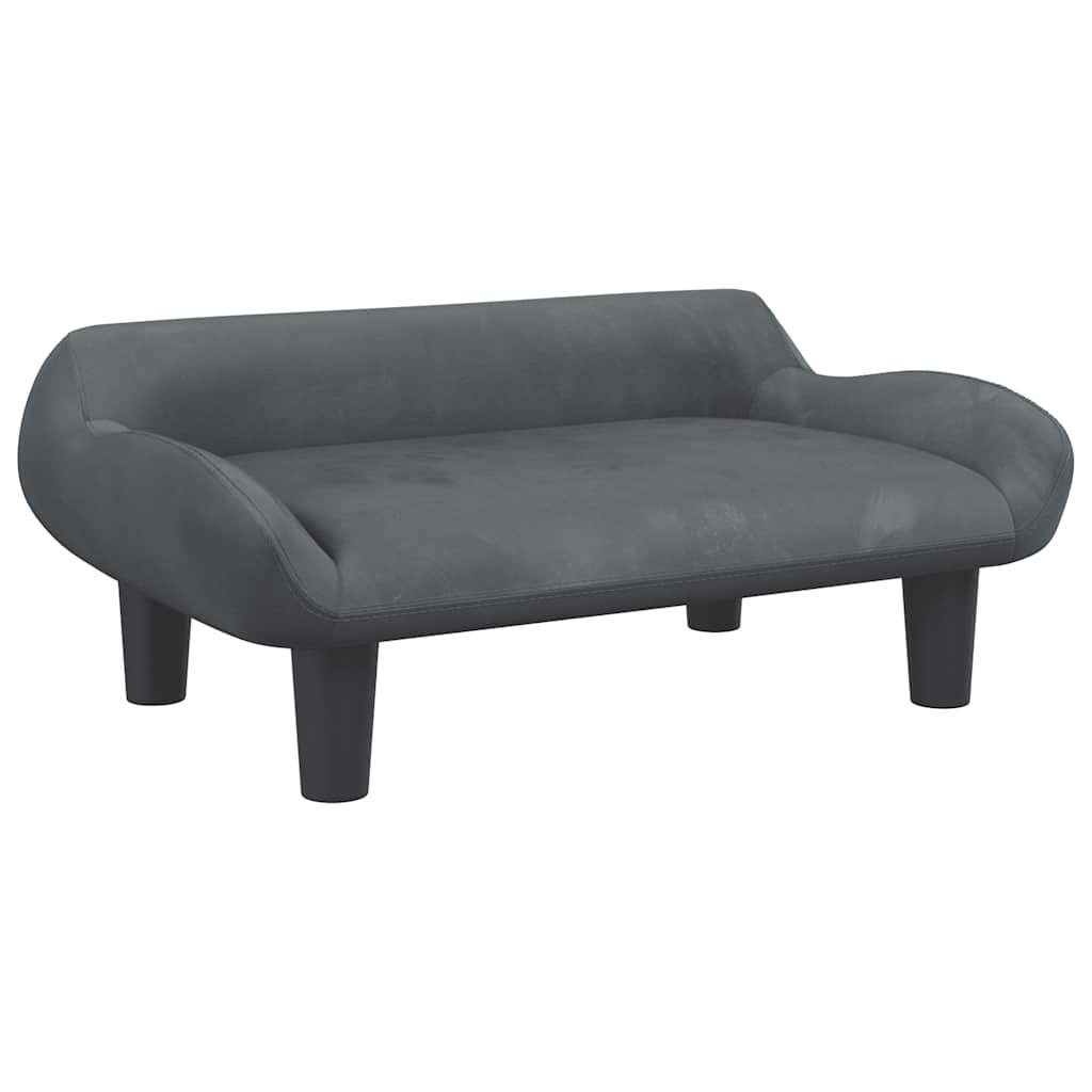 Lettino per Cani Grigio Scuro 70x40x24 cm in Velluto
