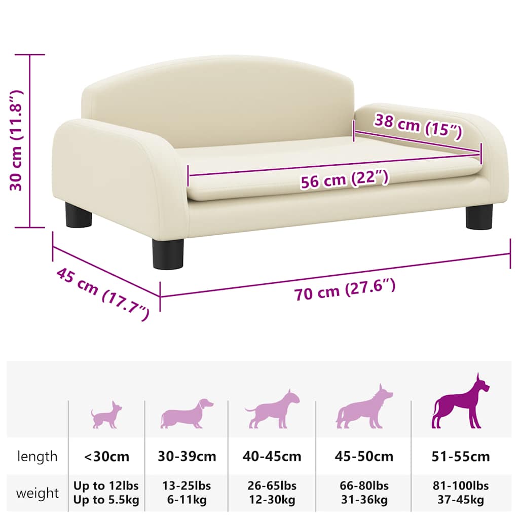 Lettino per Cani Crema 70x45x30 cm in Similpelle