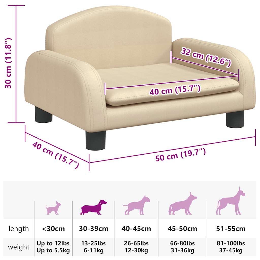 Lettino per Cani Crema 50x40x30 cm in Tessuto