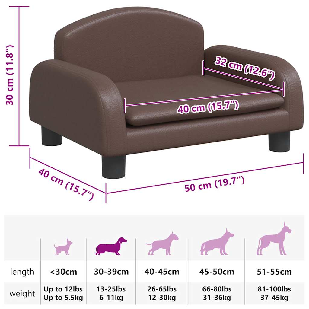 Lettino per Cani Marrone 50x40x30 cm in Similpelle
