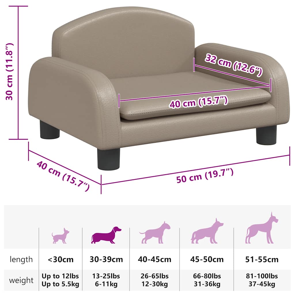 Lettino per Cani Cappuccino 50x40x30 cm in Similpelle