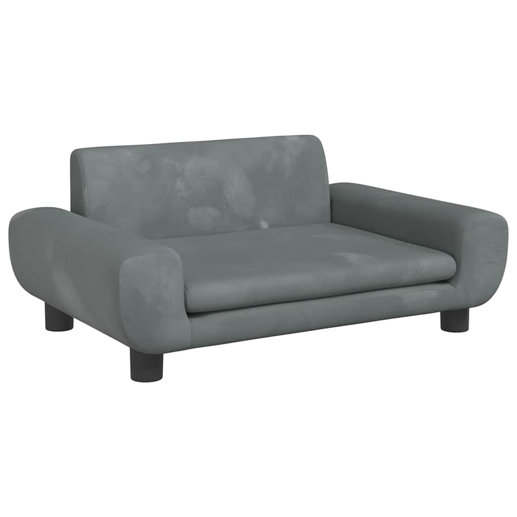 Lettino per Cani Grigio Scuro 70x45x33 cm in Velluto
