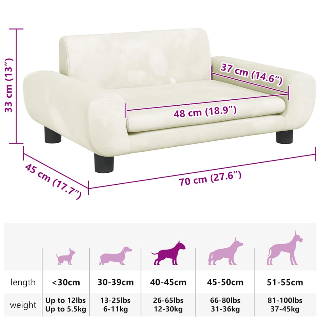 Lettino per Cani Crema 70x45x33 cm in Velluto