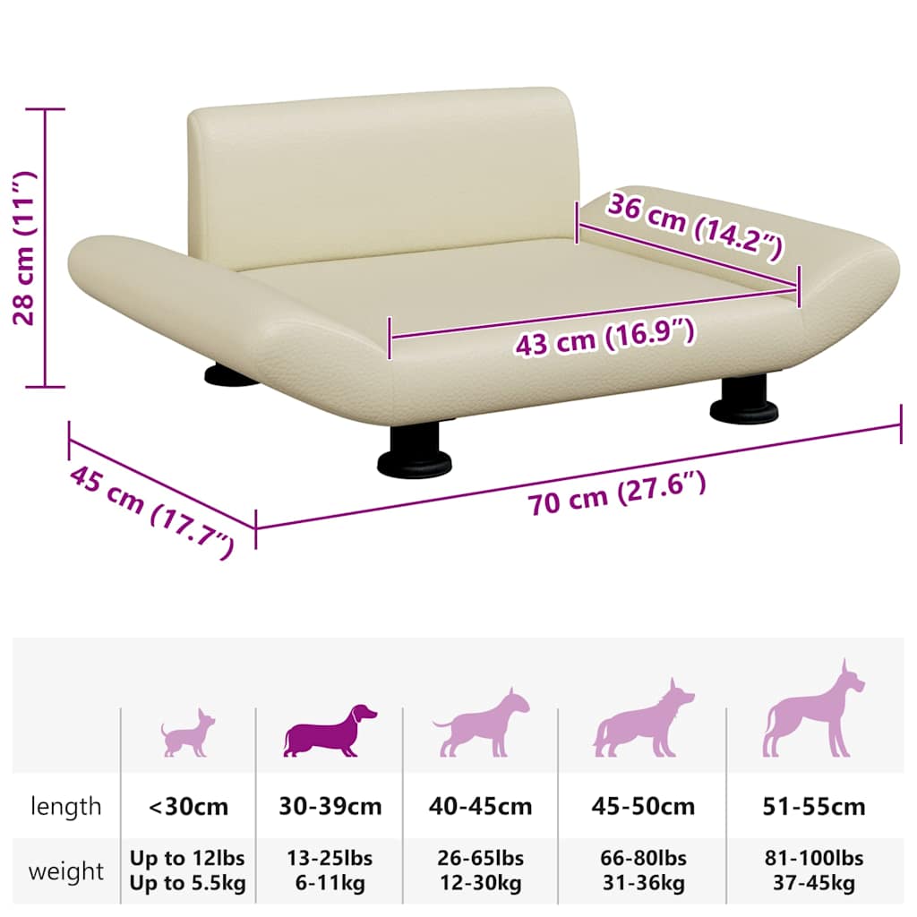 Lettino per Cani Crema 70x45x28 cm in Similpelle