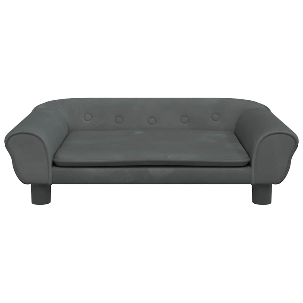 Lettino per Cani Grigio Scuro 70x48x22 cm in Velluto