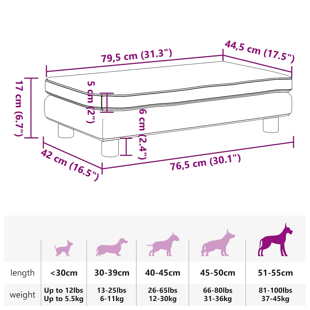 Lettino per Cani con Estensione Blu 100x50x30 cm in Velluto