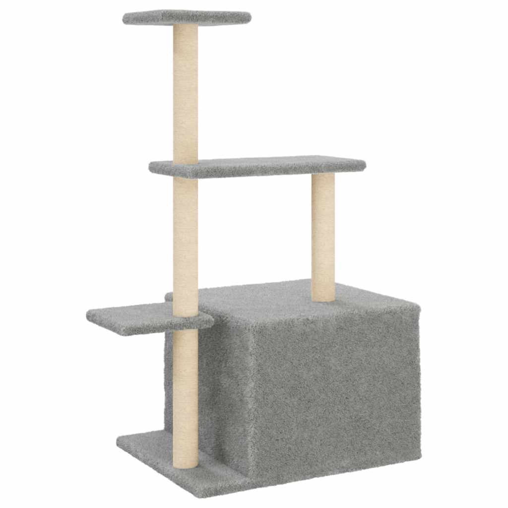 Albero per Gatti con Tiragraffi in Sisal Grigio Chiaro 110 cm