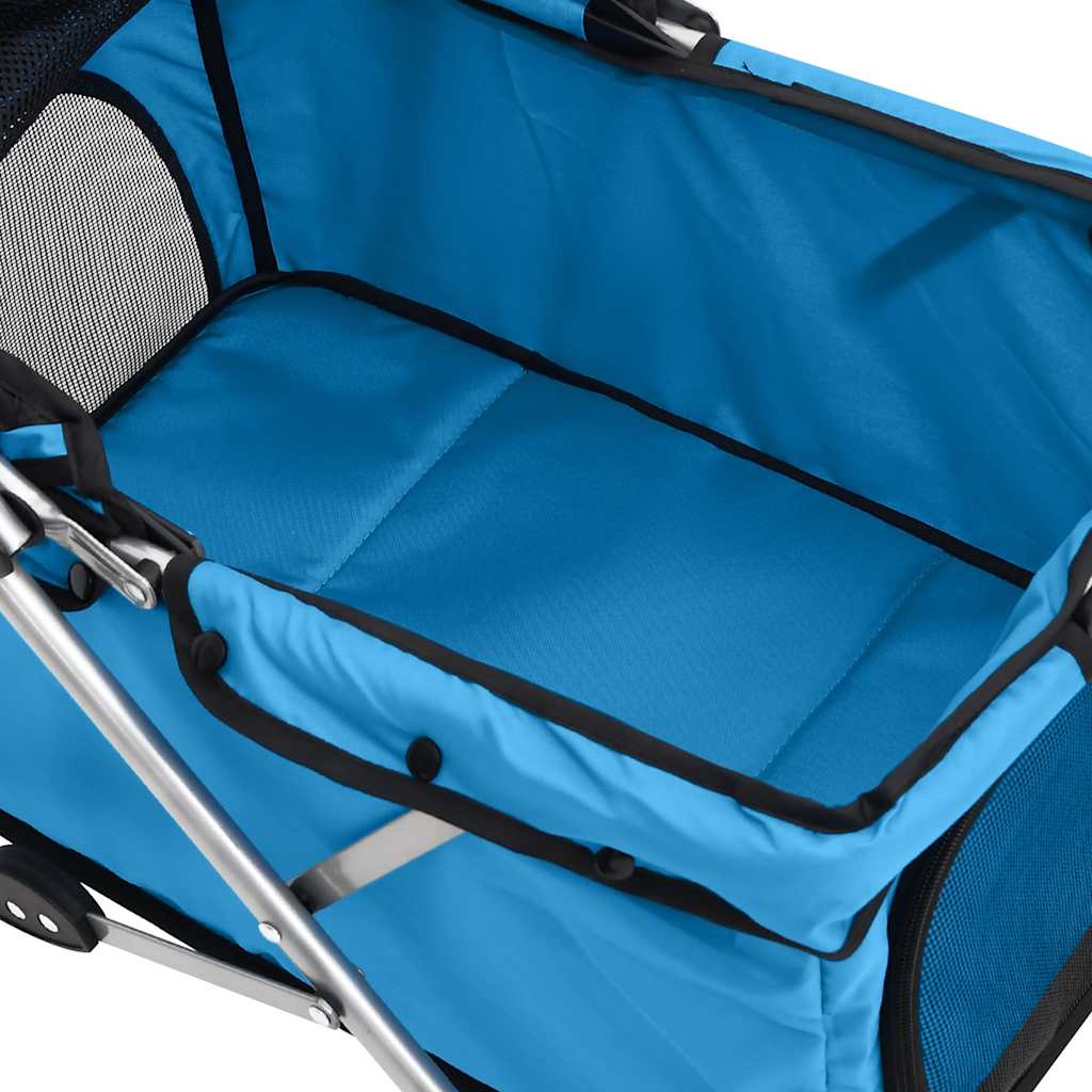 Passeggino per Cani Pieghevole Blu 76x50x100cm Tessuto Oxford