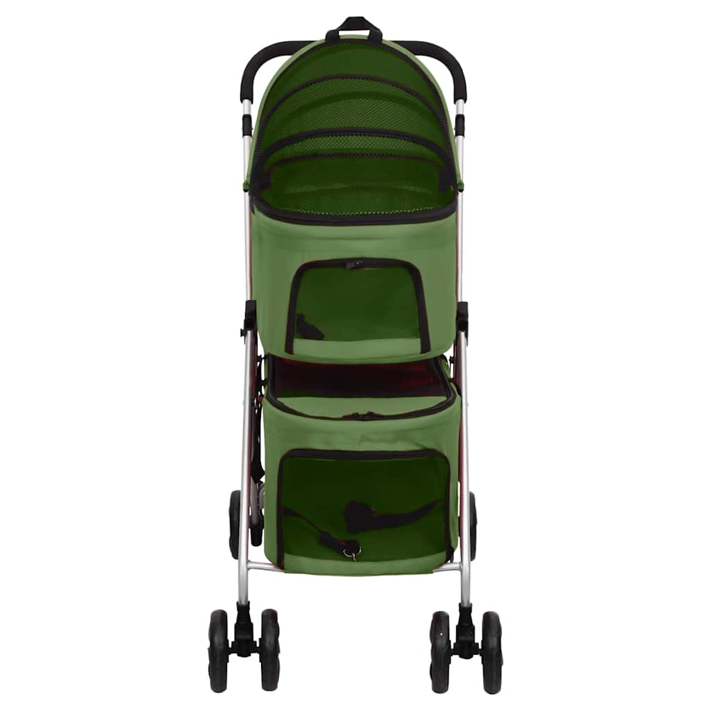 Passeggino Cani Pieghevole 2 Livelli Verde 83x48x97cm Tessuto
