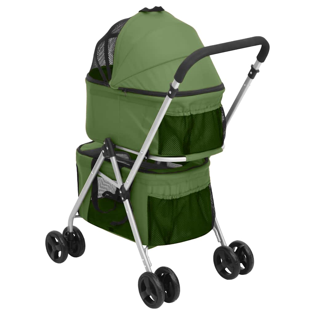 Passeggino Cani Pieghevole 2 Livelli Verde 83x48x97cm Tessuto
