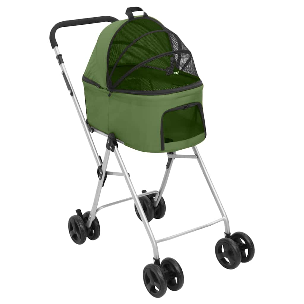 Passeggino Cani Pieghevole 2 Livelli Verde 83x48x97cm Tessuto