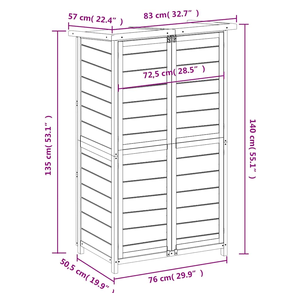Rimessa da Giardino Marrone 83x57x140 cm Legno Massello di Pino