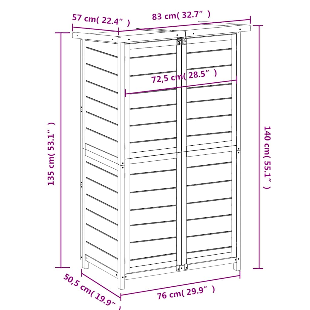 Rimessa da Giardino Grigia 83x57x140 cm Legno Massello di Pino