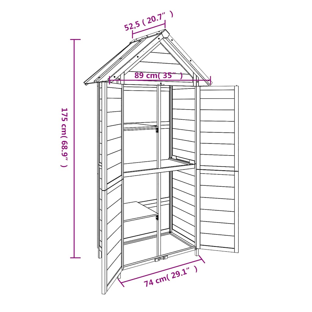 Rimessa da Giardino Marrone 89x52,5x175 cm Legno Massello Pino