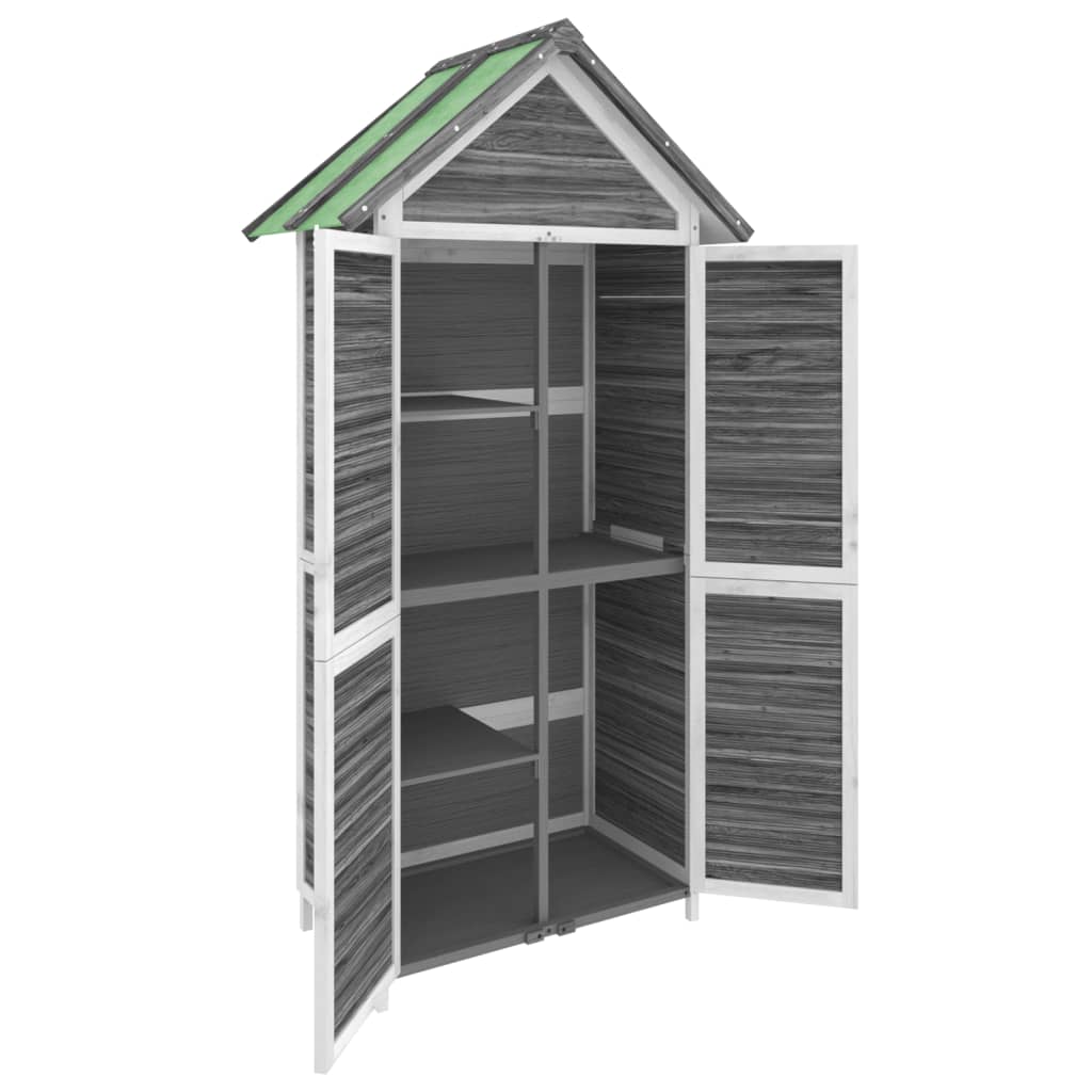 Rimessa da Giardino Grigia 89x52,5x175cm Legno Massello di Pino