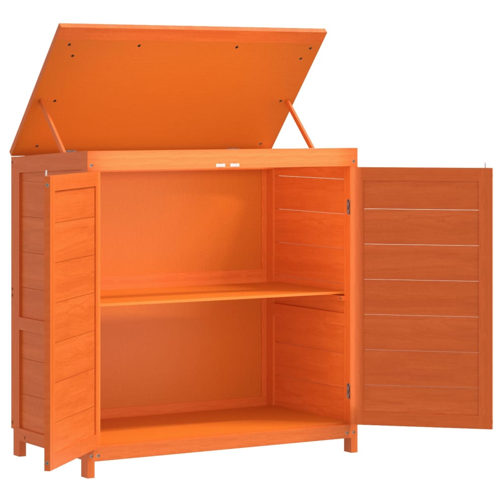 Set Rimessa Attrezzi Giardino 2pz Marrone Legno Massello Pino