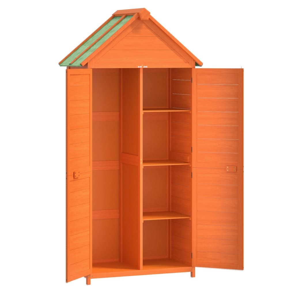 Set Rimessa Attrezzi Giardino 2pz Marrone Legno Massello Pino