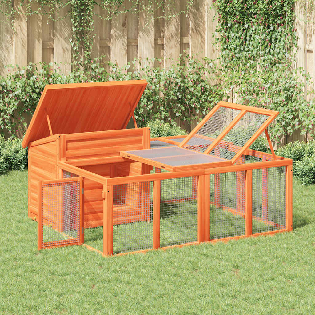 Conigliera Marrone 144x123x67,5 cm in Legno Massello di Pino