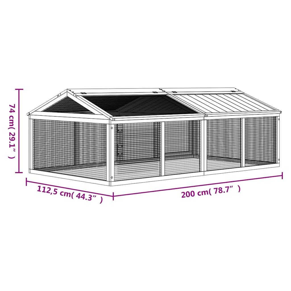 Box per Animali Moka 200x112,5x74 cm in Legno Massello di Pino
