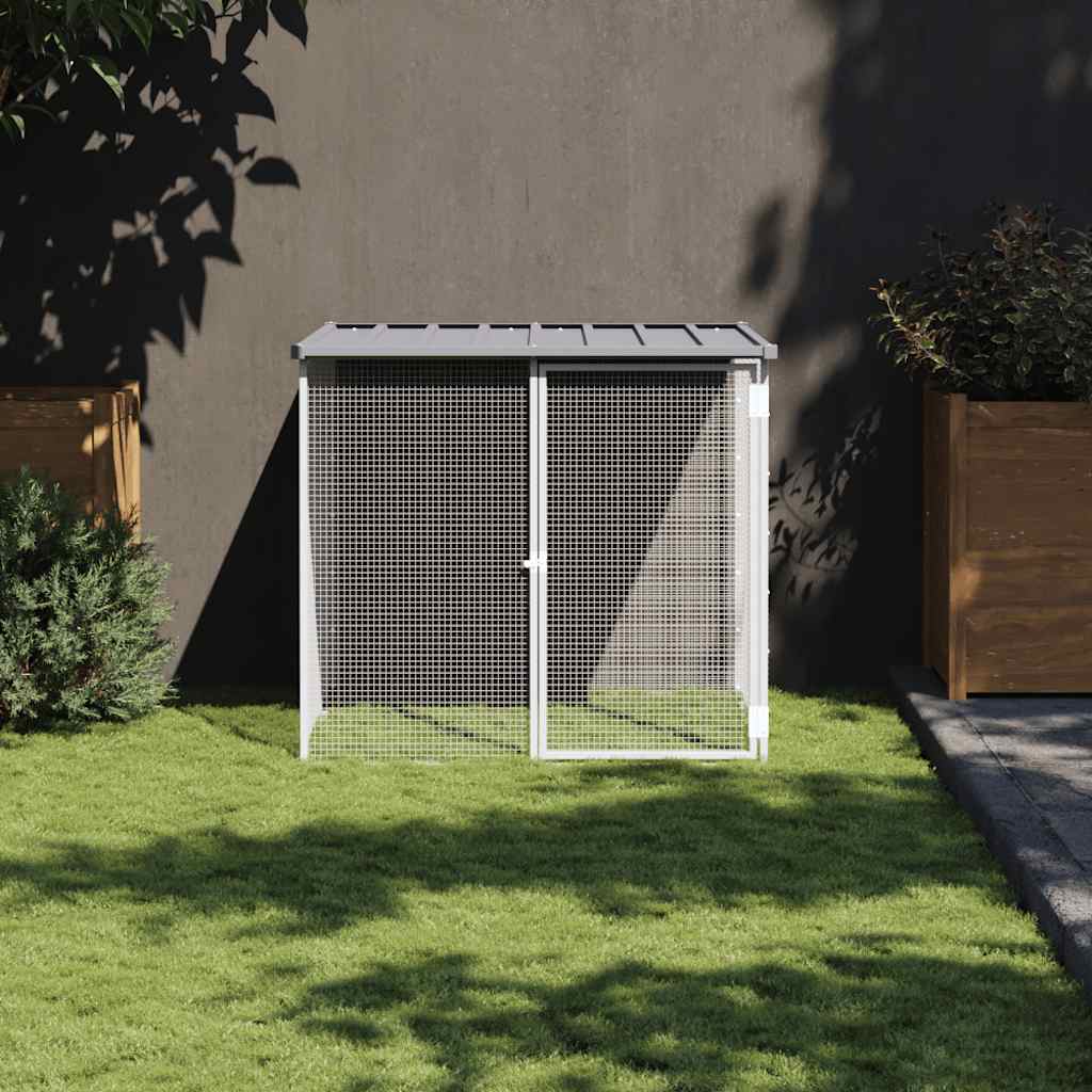Gabbia Polli Tetto Grigio Chiaro 103x98x90 cm Acciaio Zincato
