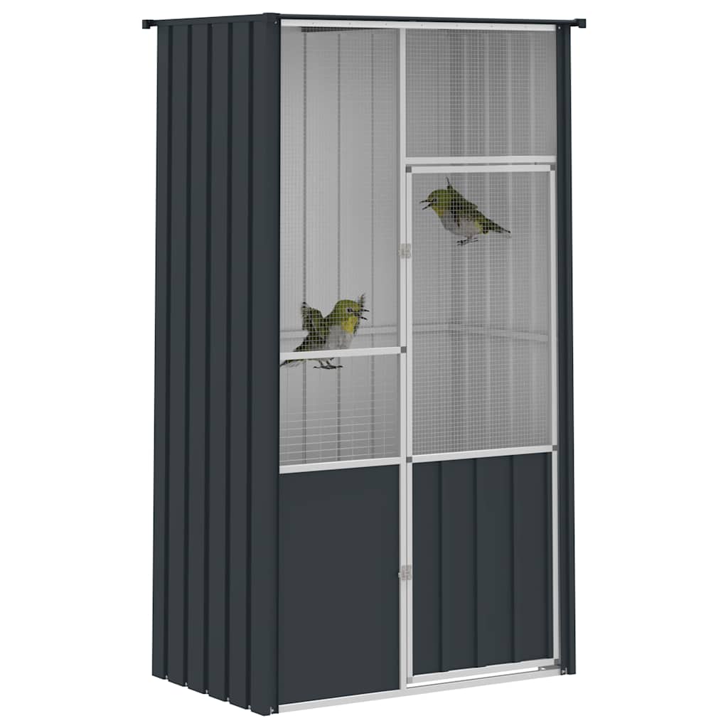 Gabbia per Uccelli Antracite 115x78x200 cm in Acciaio Zincato