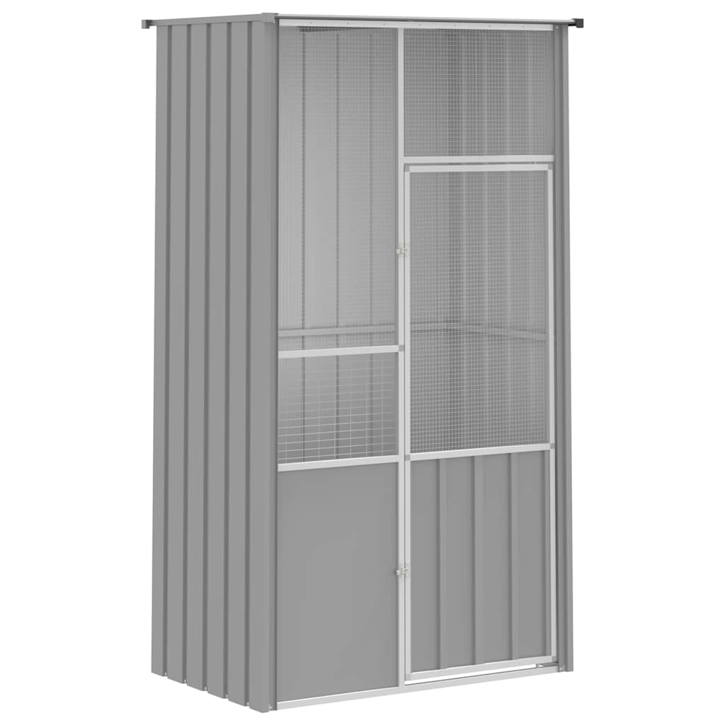 Gabbia per Uccelli Grigia 115x78x200 cm in Acciaio Zincato