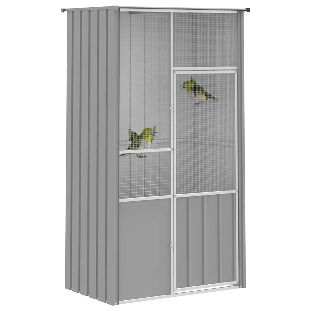 Gabbia per Uccelli Grigia 115x78x200 cm in Acciaio Zincato