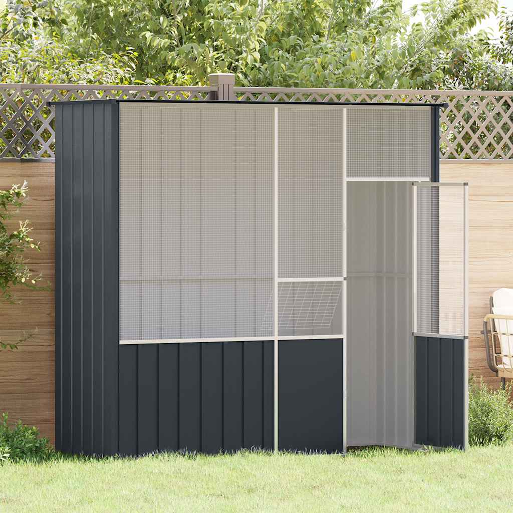 Gabbia per Uccelli Antracite 215x78x200 cm in Acciaio Zincato