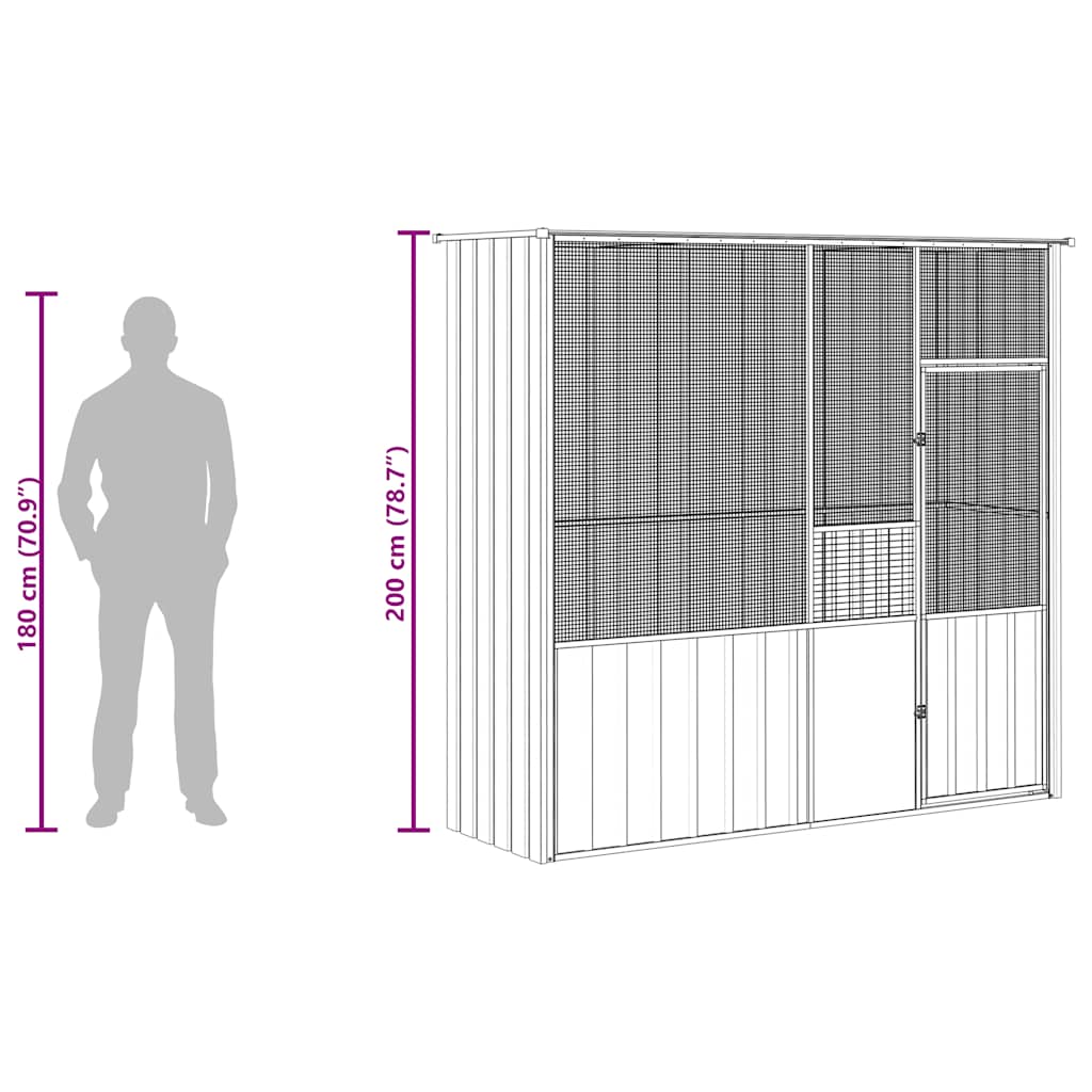 Gabbia per Uccelli Antracite 215x78x200 cm in Acciaio Zincato