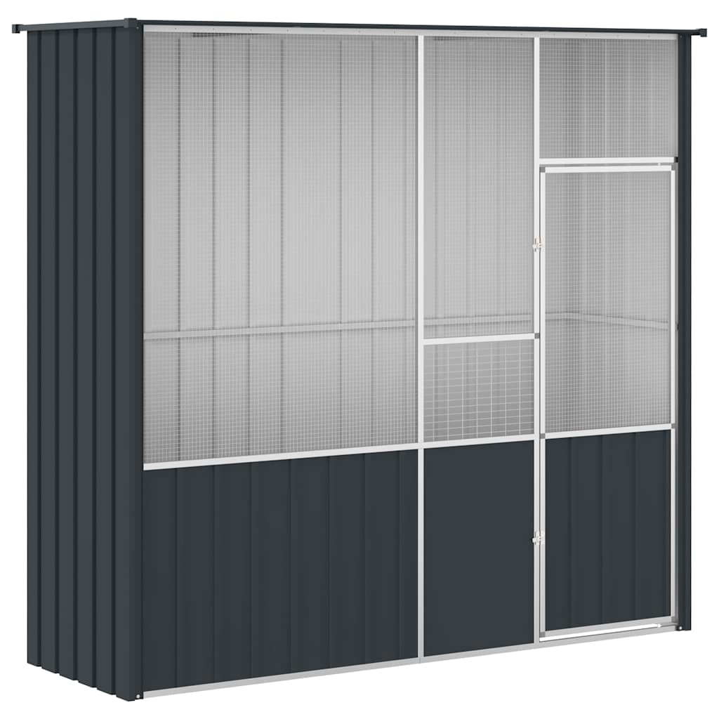 Gabbia per Uccelli Antracite 215x78x200 cm in Acciaio Zincato