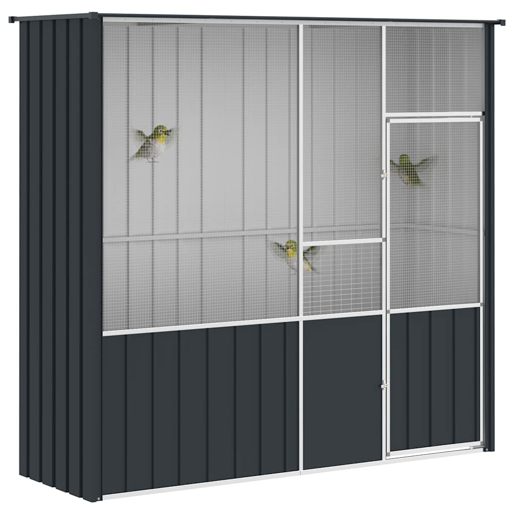 Gabbia per Uccelli Antracite 215x78x200 cm in Acciaio Zincato
