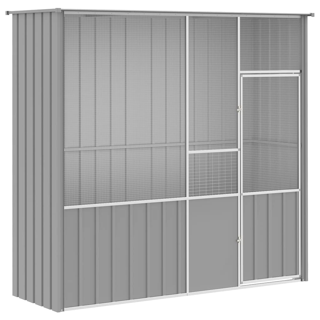 Gabbia per Uccelli Grigia 215x78x200 cm in Acciaio Zincato