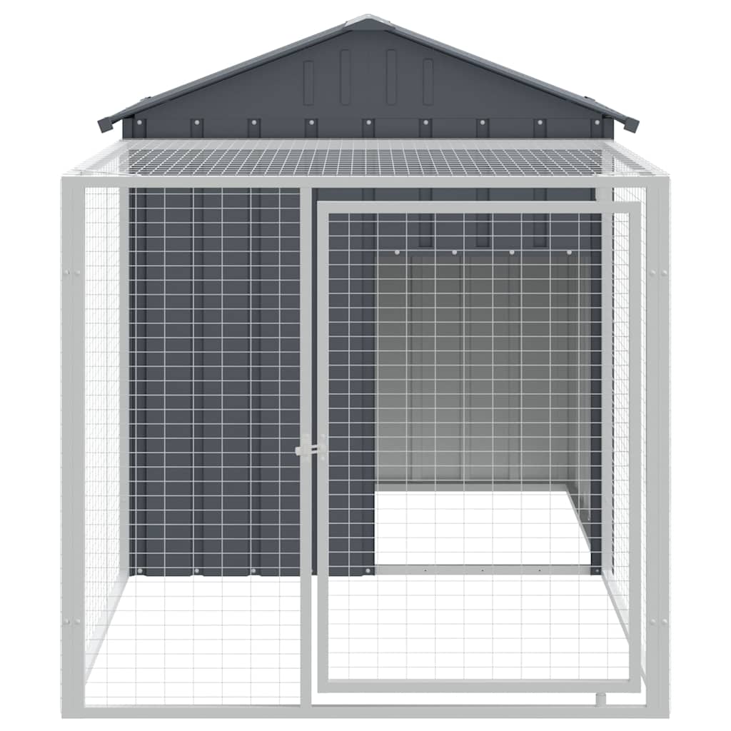 Gabbia per polli con recinto antracite 117x201x123 cm in acciaio zincato