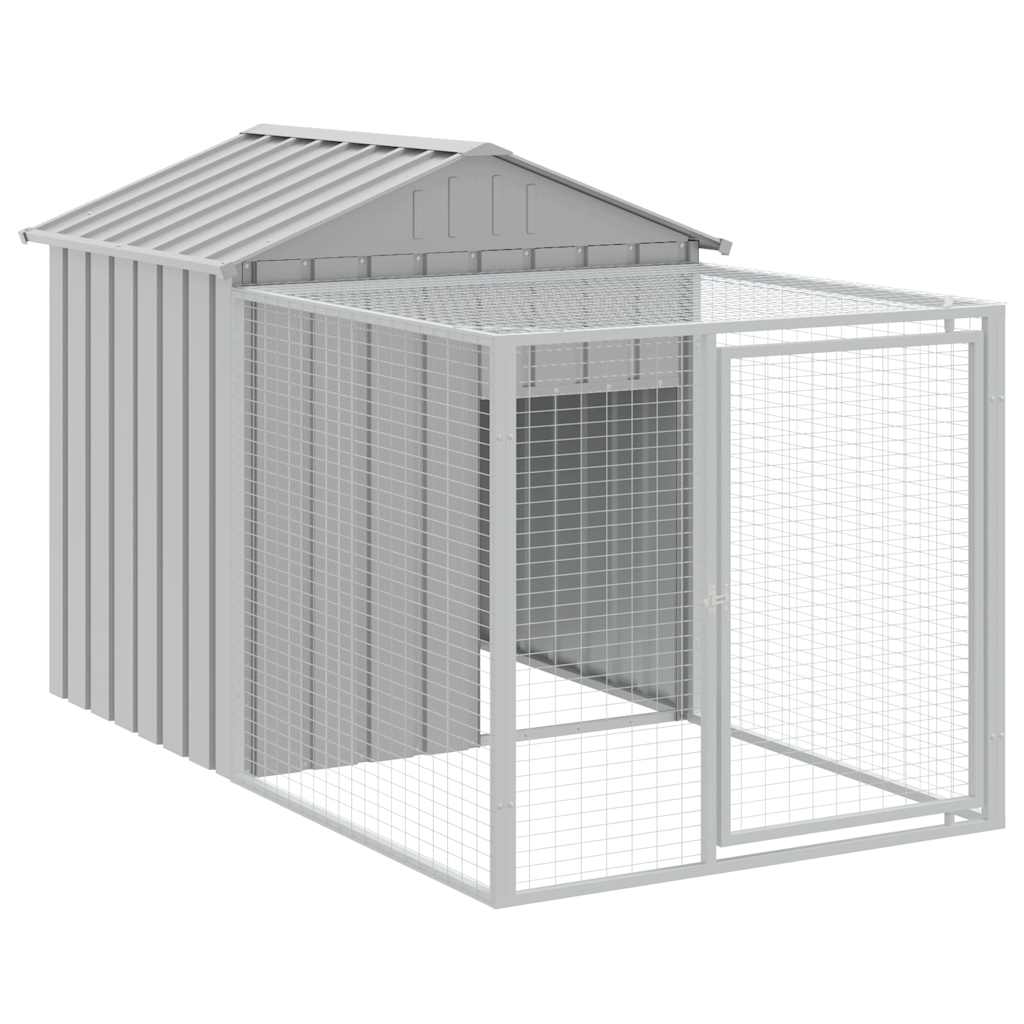 Gabbia per polli con recinto grigio chiaro 117x201x123 cm in acciaio zincato