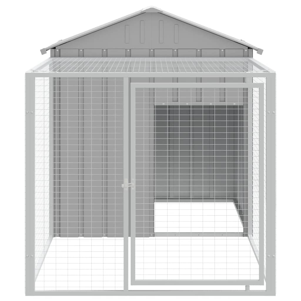 Gabbia per polli con recinto grigio chiaro 117x201x123 cm in acciaio zincato