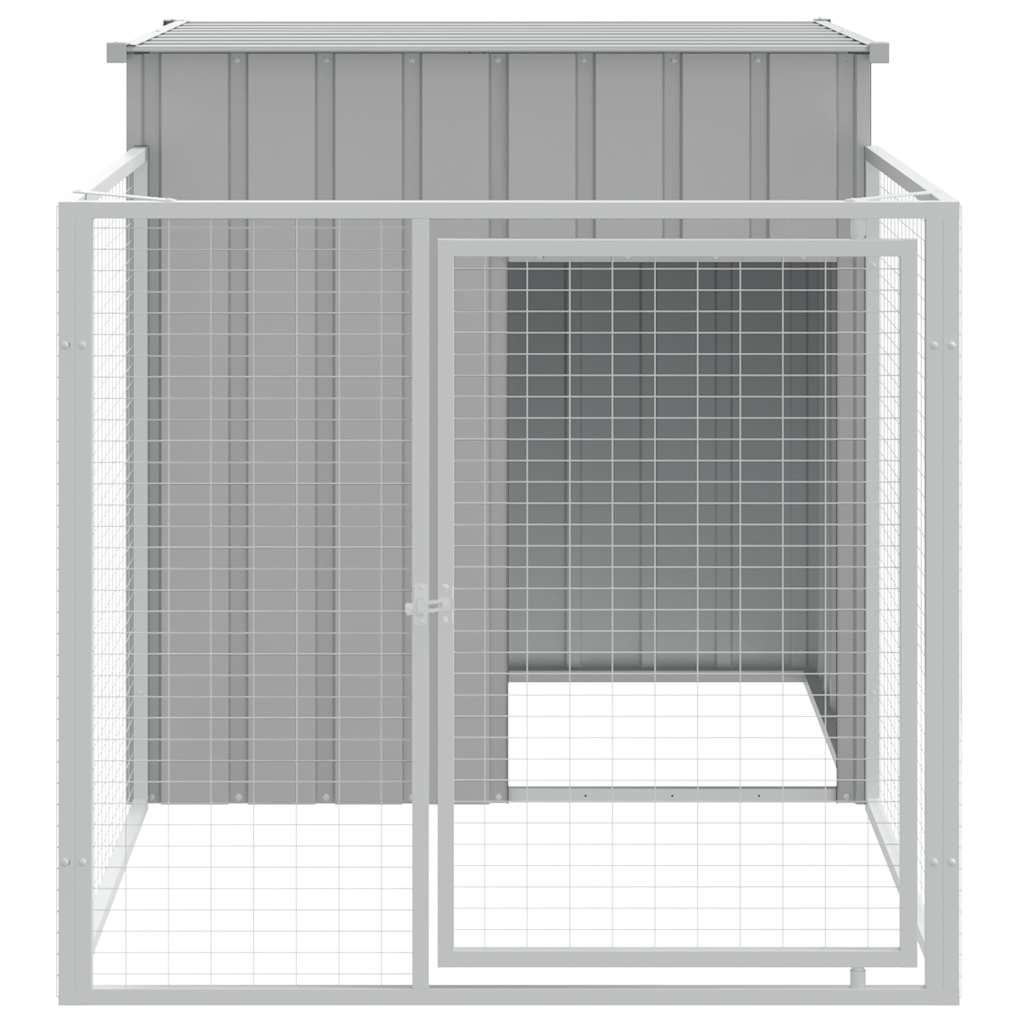Cuccia per cani con recinto grigio chiaro 110x201x110 cm in acciaio zincato