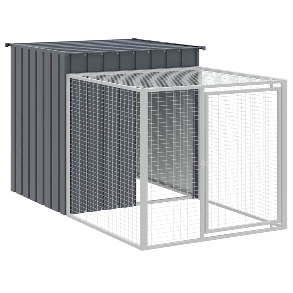 Gabbia per polli con recinto antracite 110x201x110 cm in acciaio zincato