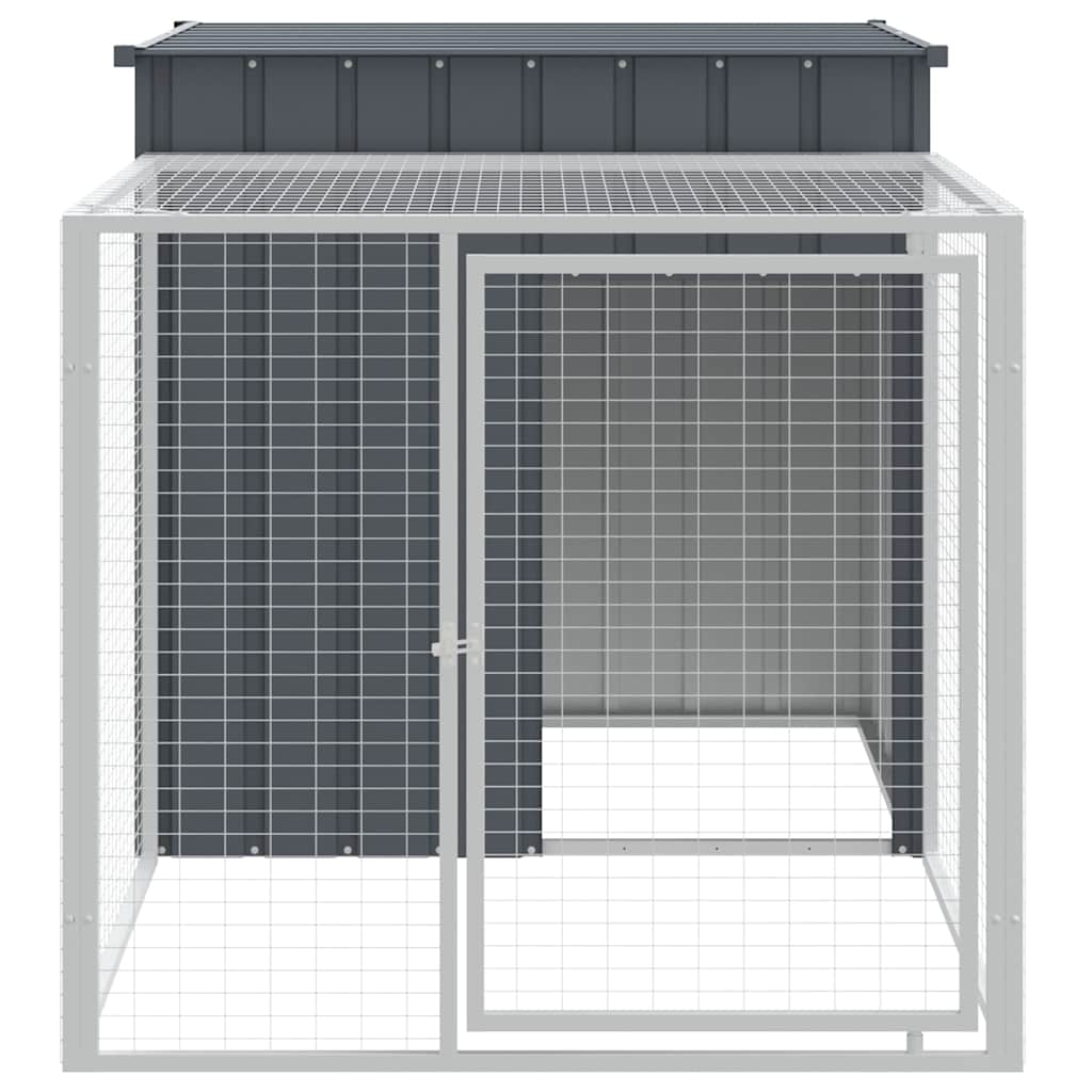 Gabbia per polli con recinto antracite 110x201x110 cm in acciaio zincato