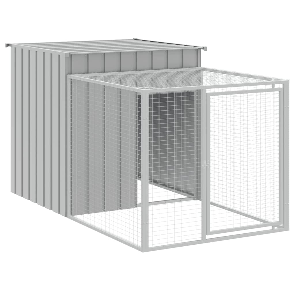 Gabbia per polli con recinto grigio chiaro 110x201x110 cm in acciaio zincato