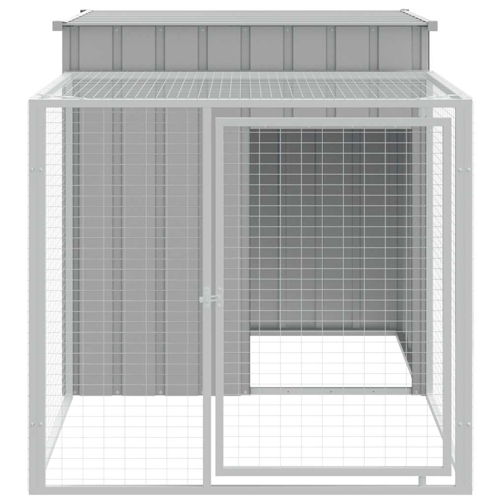 Gabbia per polli con recinto grigio chiaro 110x201x110 cm in acciaio zincato