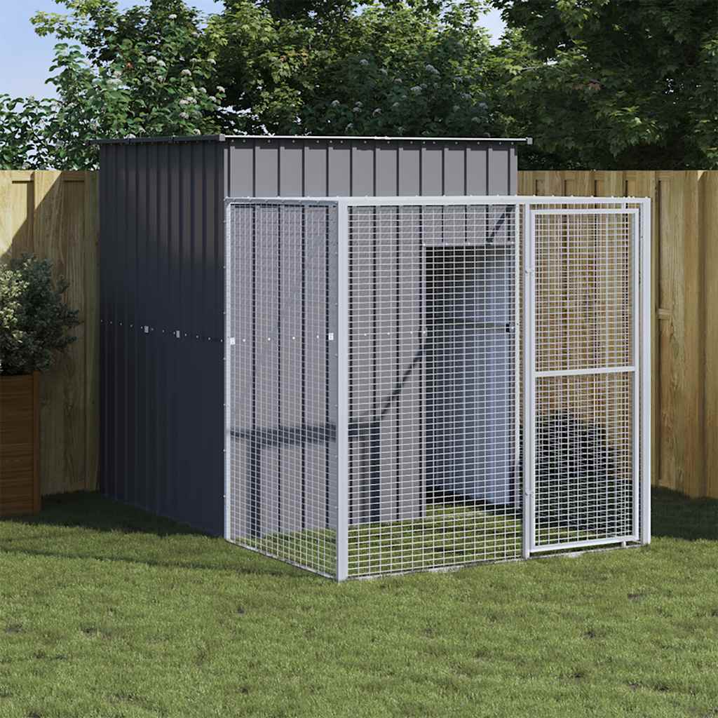 Pollaio con Area Corsa Antracite 165x251x181 cm Acciaio Zincato
