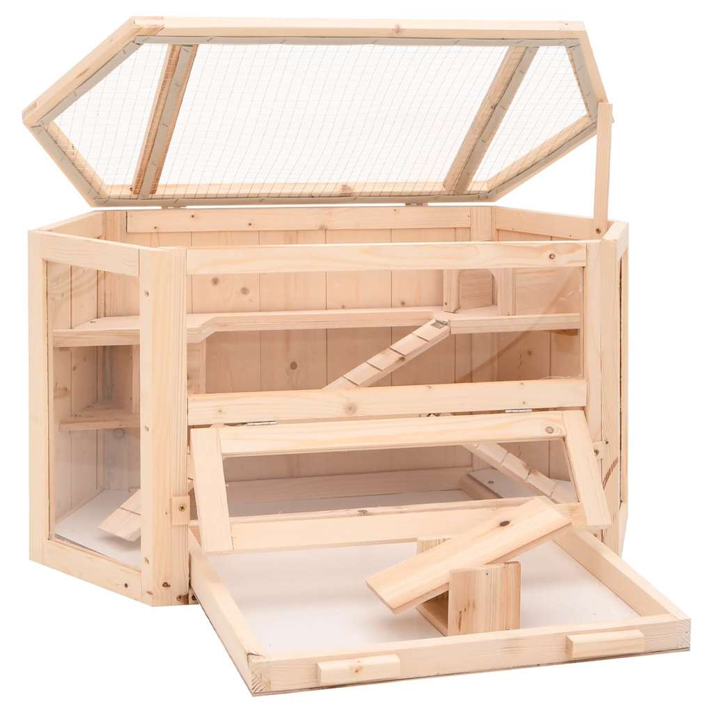 Gabbia per Criceti 80x40x43 cm in Legno Massello di Abete