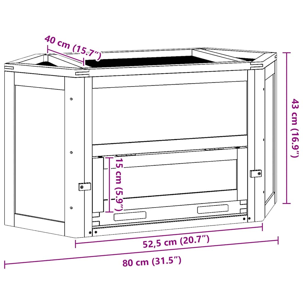Gabbia per Criceti 80x40x43 cm in Legno Massello di Abete