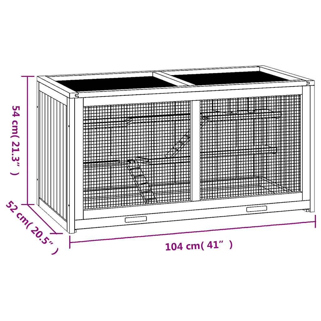 Gabbia per criceti 104x52x54 cm in legno massello di abete