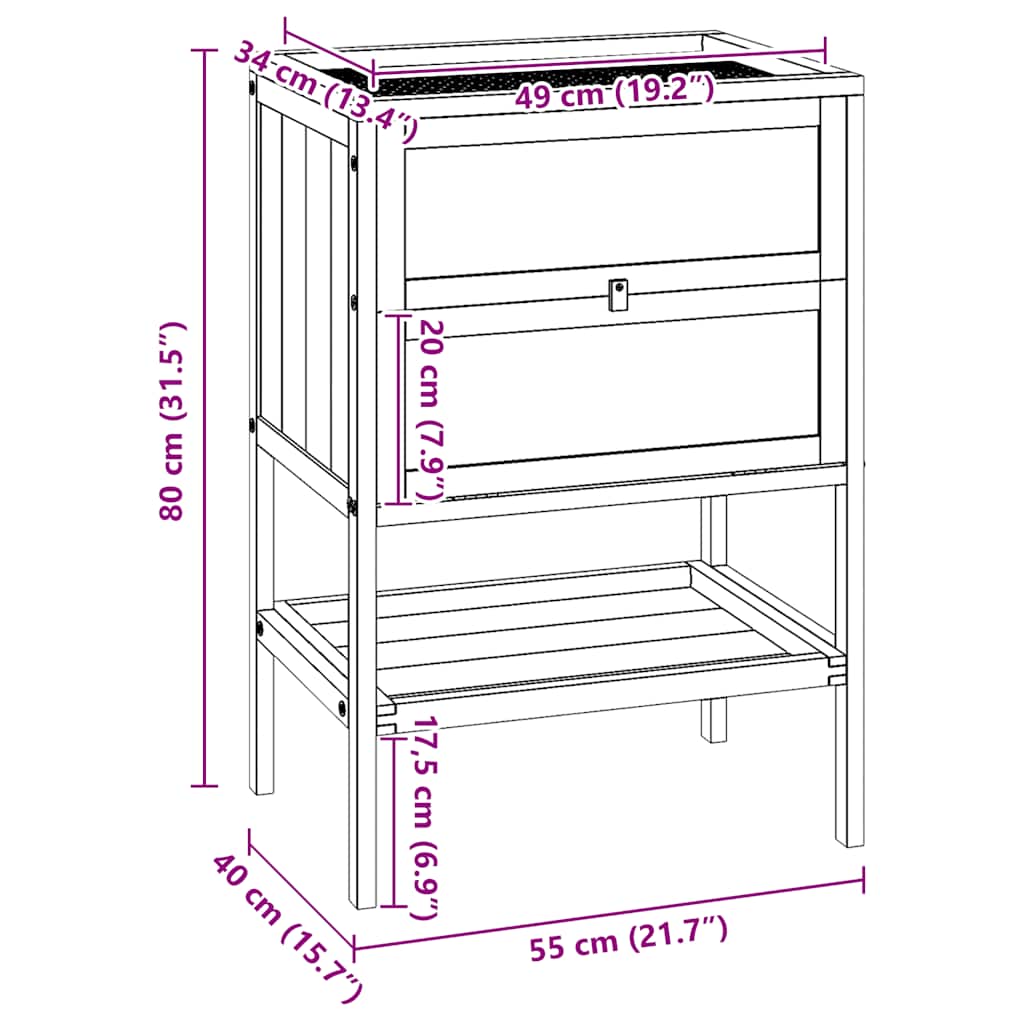 Gabbia per criceti 55x40x80 cm in legno massello di abete