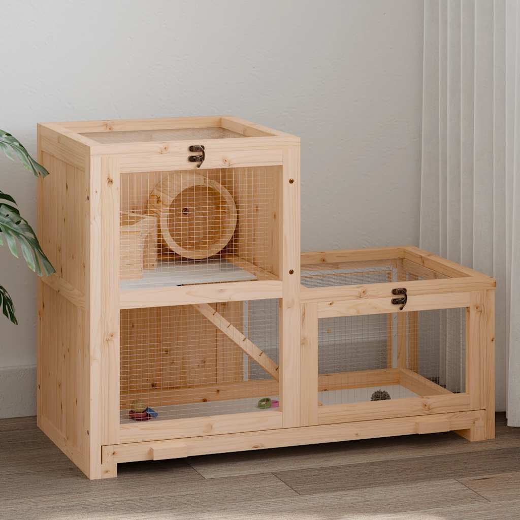 Gabbia per Criceti 81x40x60 cm in Legno Massello di Abete