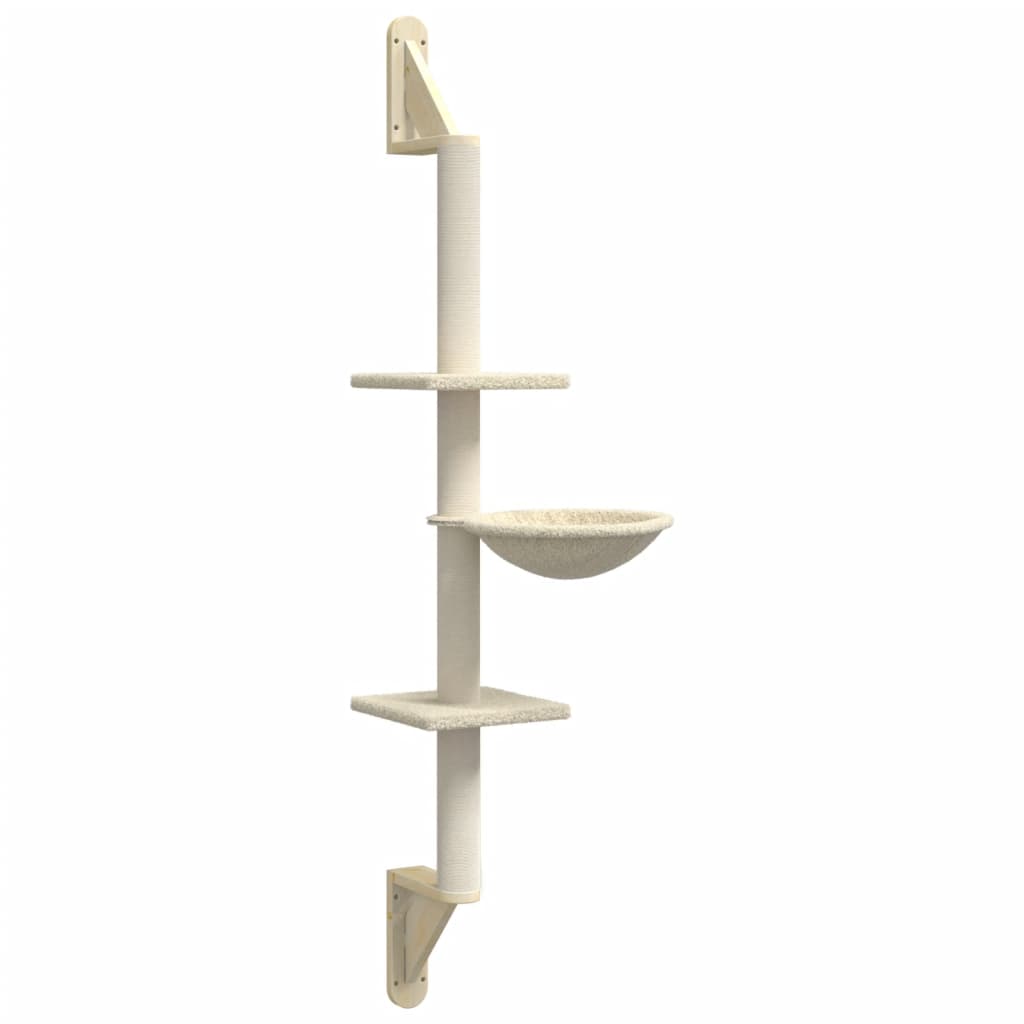Albero per Gatti con Tiragraffi a Parete Crema 142,5 cm