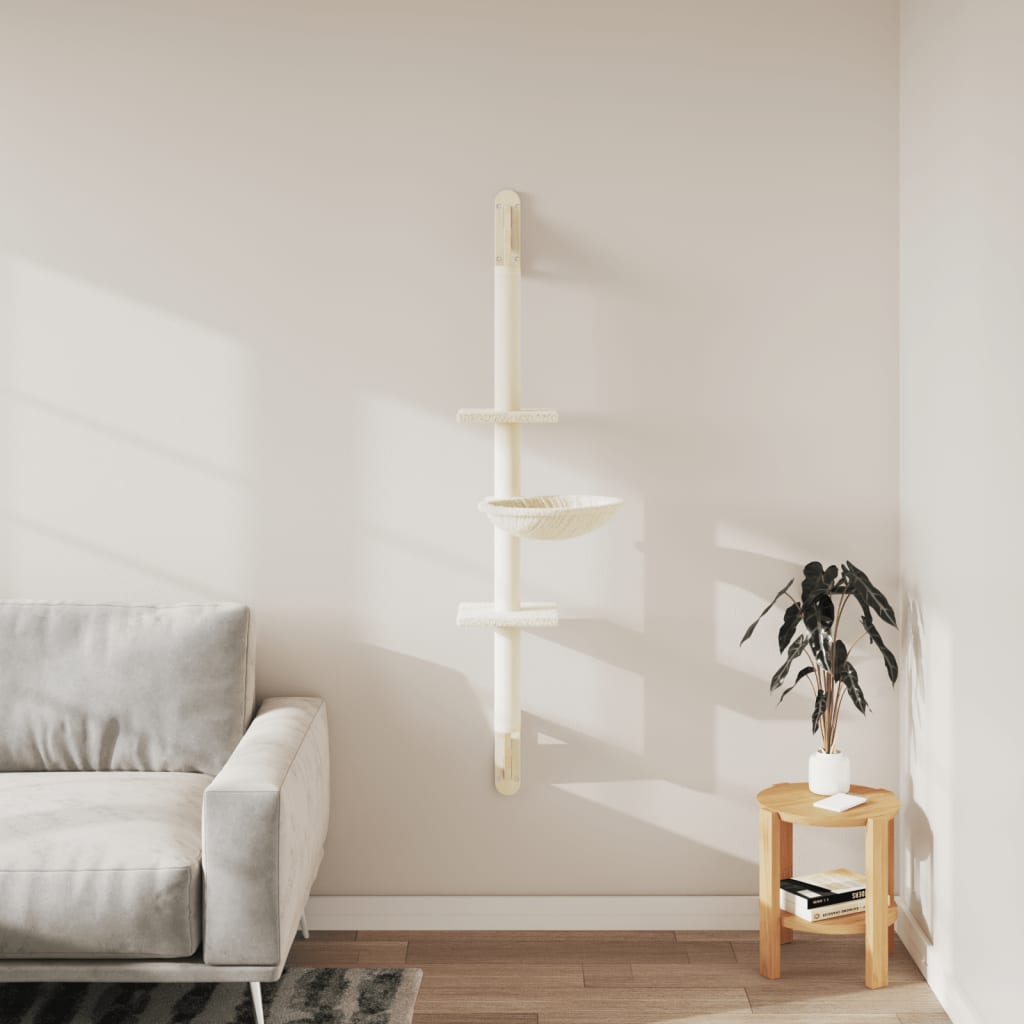 Albero per Gatti con Tiragraffi a Parete Crema 142,5 cm